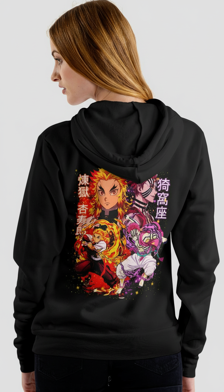 Rengoku vs Akaza – Flames & Fury Hoodie